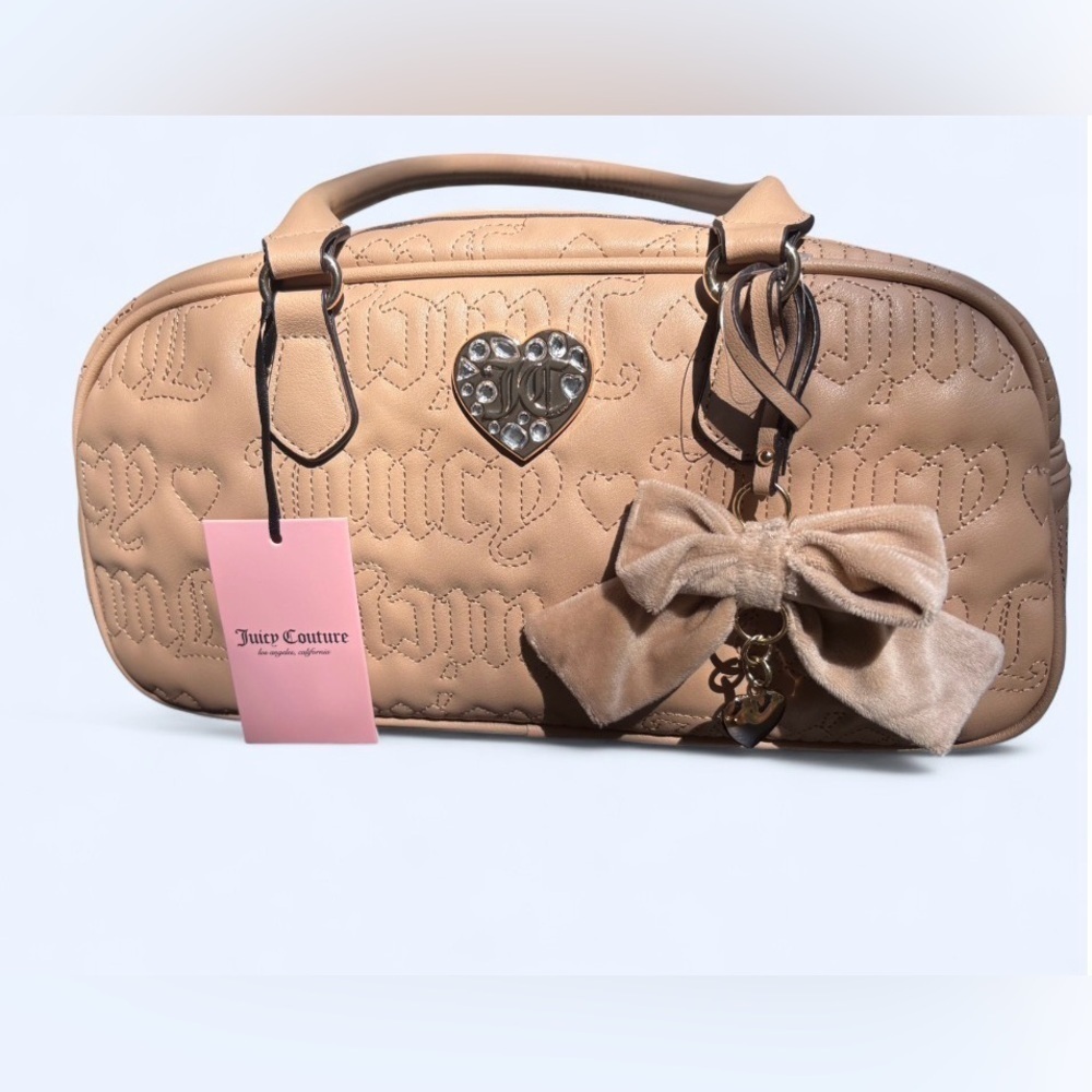 Juicy Couture NWT Lovely Girl Pecan Brown Satchel Bow Heart Bag w/ Charm 🤎 - Picture 4 of 14